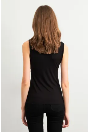 Kadın Siyah Omuz Büzgülü Kruvaze Bluz EY3039