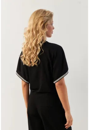 Kadın Siyah Önü Büzgülü Bluz XL2039