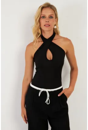 Kadın Siyah Önü Damla Bluz EY2848