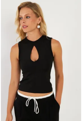 Kadın Siyah Önü Damla Bluz EY2850