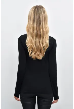 Kadın Siyah Önü Fermuarlı Balıkçı Bluz M1908