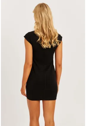 Kadın Siyah Örme Basic Elbise KED152