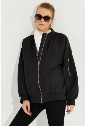 Kadın Siyah Oversize Mont QRS8359