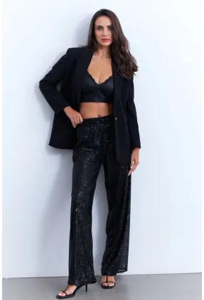 Kadın Siyah Payetli Pantolon SHR8