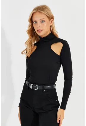 Kadın Siyah Pencereli Bluz MEN2014