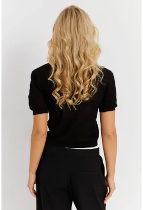 Kadın Siyah Pointelle Triko Bluz KZ3197