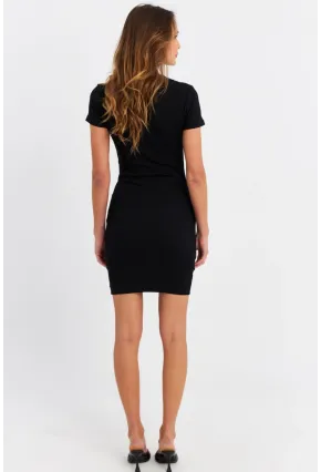 Kadın Siyah Polo Yaka Midi Elbise RSP401