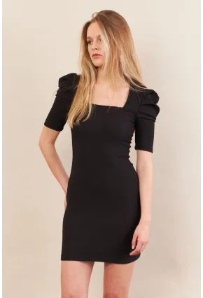 Kadın Siyah Prenses Kol Mini Elbise MOD202