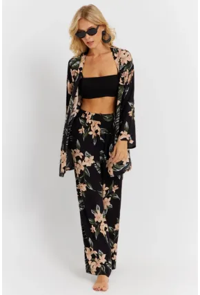 Kadın Siyah-Pudra Desenli Alt Üst Takım  GÇ168
