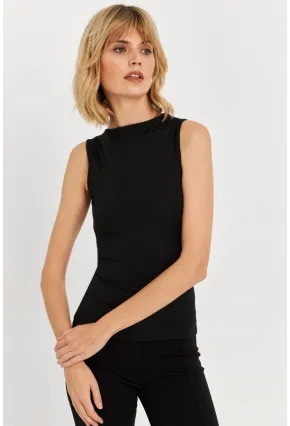 Kadın Siyah Sırt Dekolteli Bluz TF71