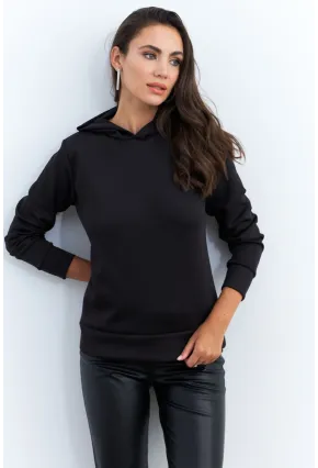 Kadın Siyah Sırt Dekolteli Taşlı Sweatshirt BTH15