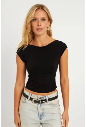 Kadın Siyah Sırtı Açık Bluz YZ1080