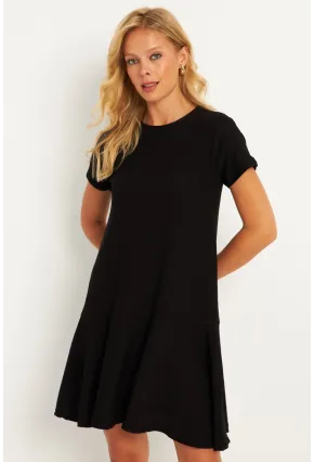 Kadın Siyah Sırtı Detaylı Bürümcük Midi Elbise ST055