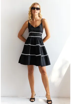 Kadın Siyah Sırtı Gipeli Biyeli Midi Elbise SF12791