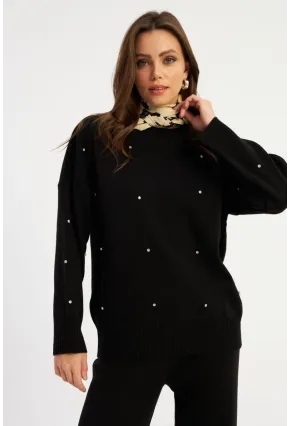 Kadın Siyah Taşlı Alt Üst Takım MYİL10