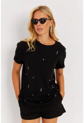 Kadın Siyah Taşlı Bluz SGT401