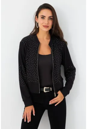 Kadın Siyah Taşlı Ceket RLO81