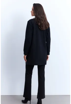 Kadın Siyah Taşlı Cepli Hırka MPK811