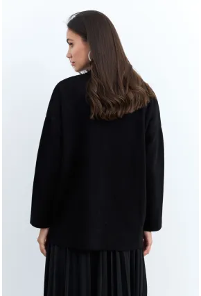 Kadın Siyah Taşlı Düğmeli Hırka MİW4572