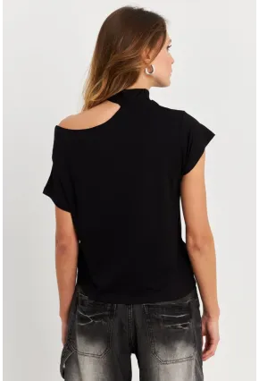 Kadın Siyah Tek Omuz Açık Bluz LPP1300