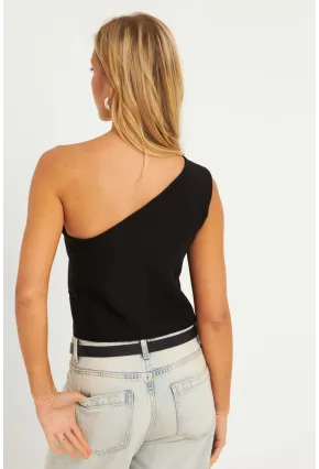 Kadın Siyah Tek Omuz Astarlı Yelek TW60140