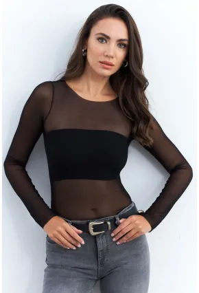 Kadın Siyah Transparan Bluz CY350