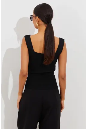 Kadın Siyah Triko Atlet YV117