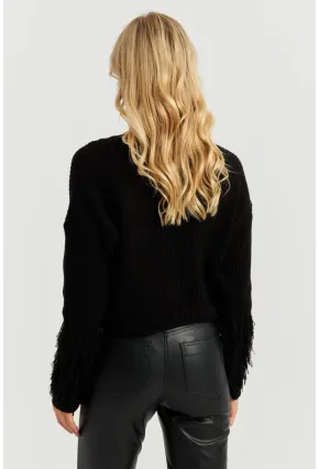 Kadın Siyah Triko Kısa Kazak YZ526