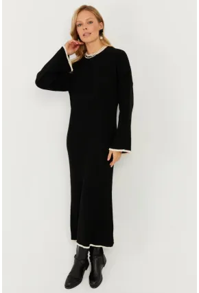 Kadın Siyah Triko Maxi Elbise SF2538