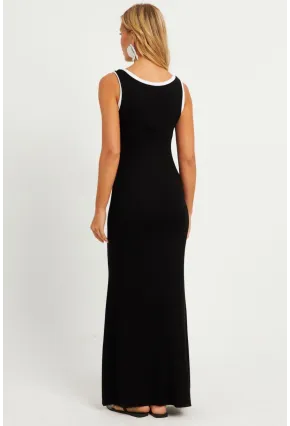 Kadın Siyah U Yaka Kolsuz Maxi Elbise EY2802