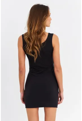 Kadın Siyah U Yaka Mini Elbise OR0238