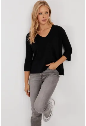Kadın Siyah V Yaka Bluz LPP1267