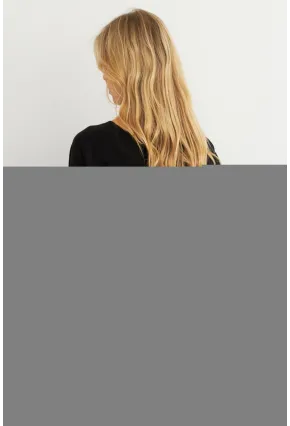 Kadın Siyah V Yaka Salaş Bluz YV304