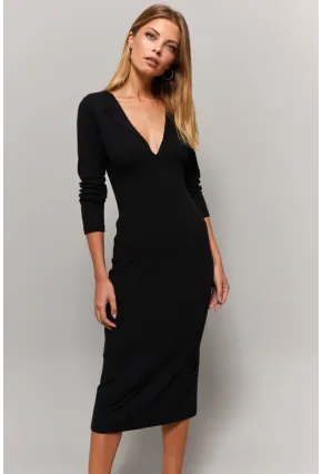 Kadın Siyah V Yaka Yakalı Elbise Yİ1940