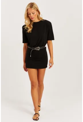 Kadın Siyah Vatkalı Basic Elbise KED153