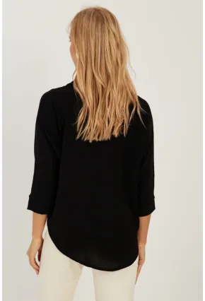 Kadın Siyah Yarasa Kol Bluz BR1224