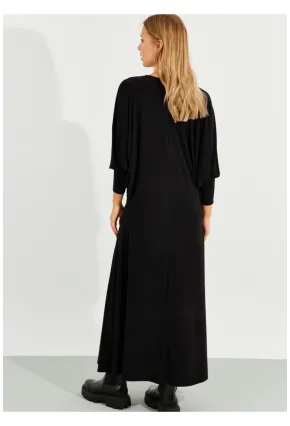 Kadın Siyah Yarasa Kol Midi Elbise BK272021