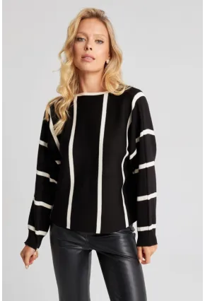 Kadın Siyah Yarasa Kol Triko Kazak YZ522