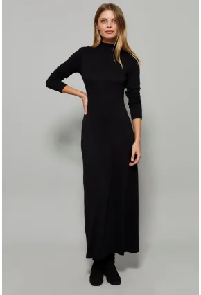 Kadın Siyah Yarım Balıkçı Maxi Elbise Yİ2006
