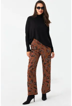 Kadın Taba Desenli Saten Pantolon MCAR1069