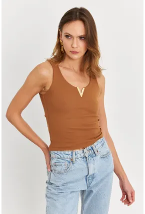 Kadın Tarçın Aksesuarlı Kaşkorse Bluz RLO116