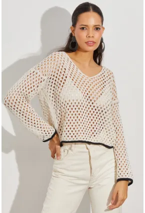 Kadın Taş Ajurlu Triko Bluz YV138