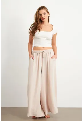 Kadın Taş Beli Lastikli Cepli Palazzo Pantolon Sİ1155