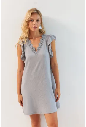 Kadın Taş Dantel Detaylı Bürümcük Mini Elbise HOL2081