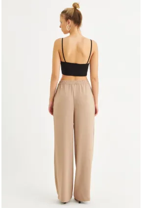 Kadın Taş Fermuarlı Palazzo Pantolon MON143