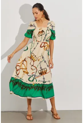 Kadın Taş Gipeli Kare Yaka Midi Elbise ÖM167