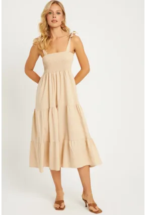 Kadın Taş Gipeli Volanlı Midi Elbise SGT407