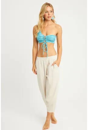 Kadın Taş Keten Şalvar Pantolon K1252