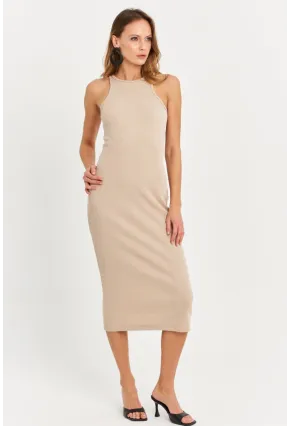 Kadın Taş Kolsuz Kaşkorse Midi Elbise EY3049