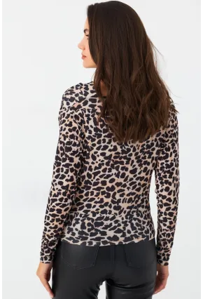 Kadın Taş-Siyah Degaje Yaka Leopar Bluz LPP1234